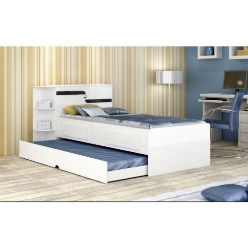 Cama Bibox Baú Hortência Branco / Branco Preto