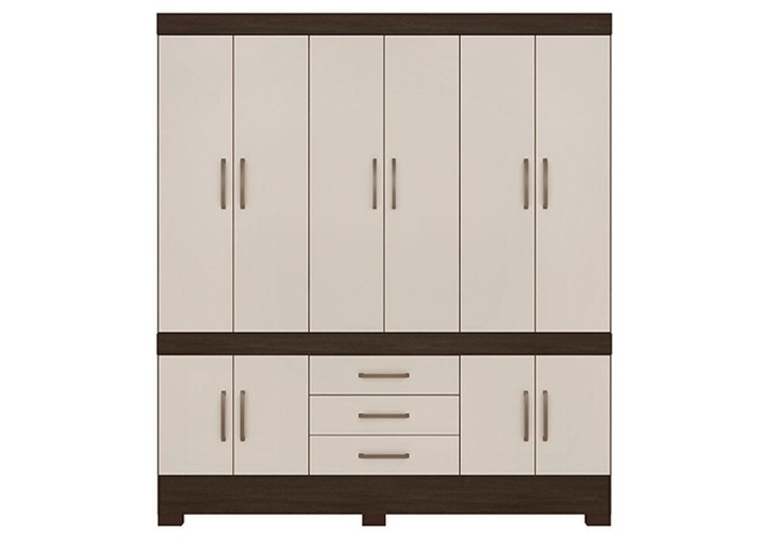 Guarda Roupa Casal 10 Portas New Murano Ébano Off White - Demóbile