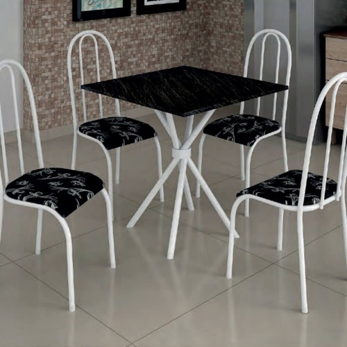 Conjunto De Jantar Mesa 4 Cadeiras Pedra Ardósia Madmelos
