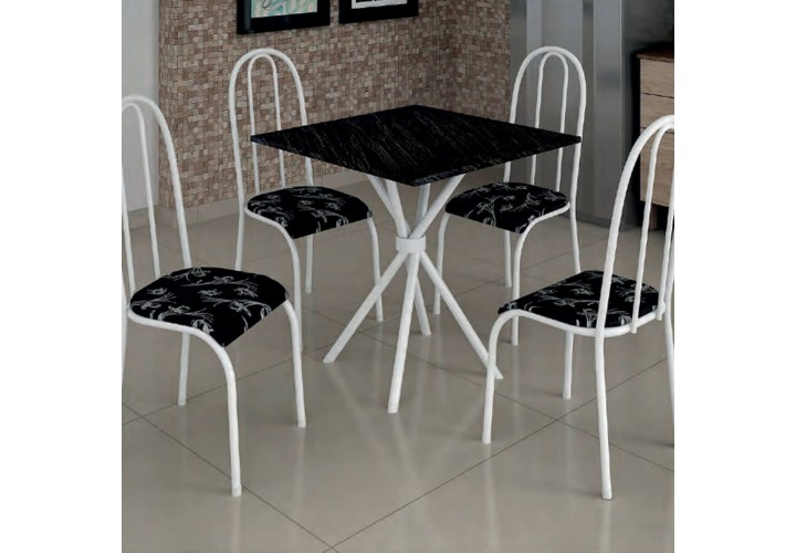 Conjunto De Jantar Mesa 4 Cadeiras Pedra Ardósia Madmelos